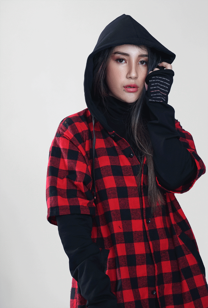 Quote Design Alone Flannel Girl Hoodie