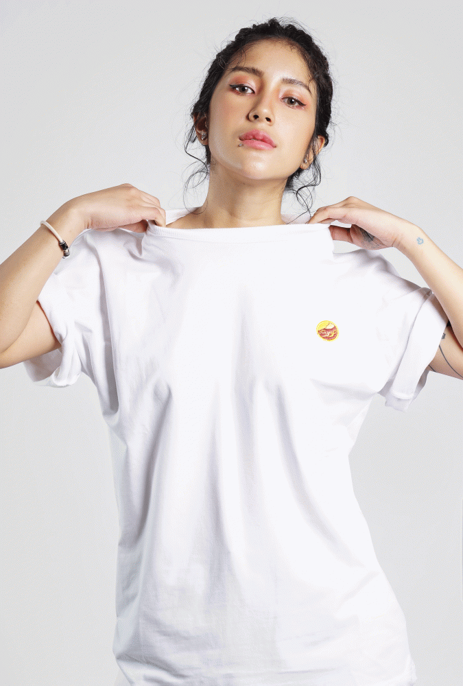 Golden Culture Oversized Premium Loop Cotton Girl T-shirt (White)