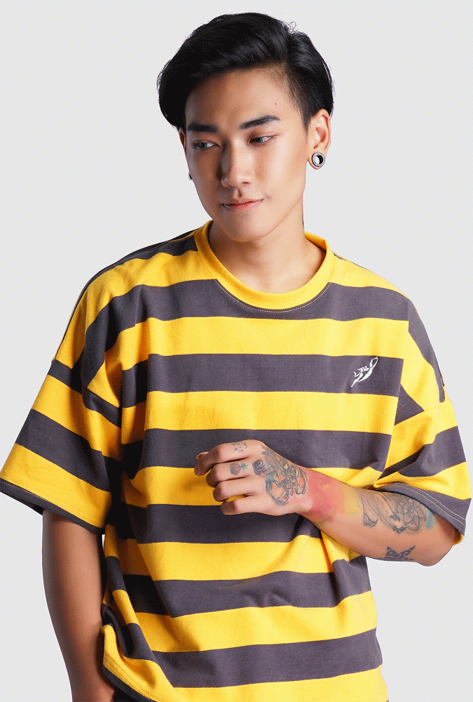 Yellow and Black Stripe Oversized Boy T-shirt