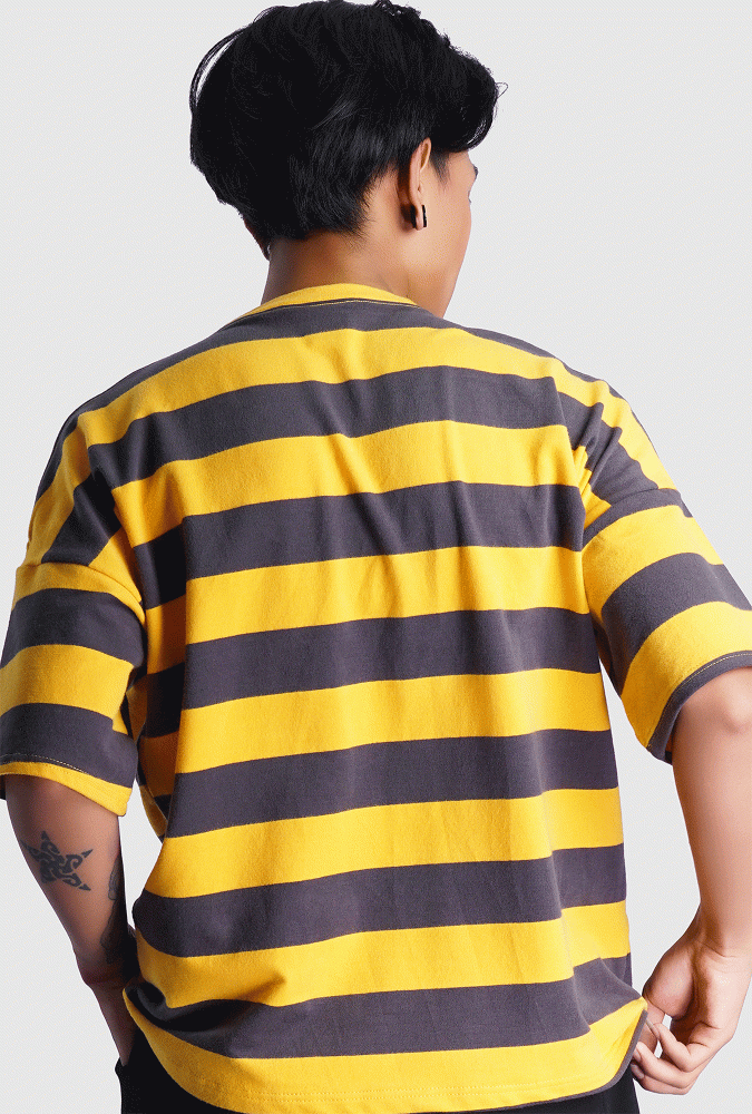 Yellow and Black Stripe Oversized Boy T-shirt