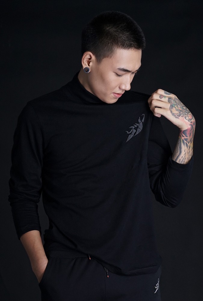 Black Turtleneck Long Sleeve T-shirt